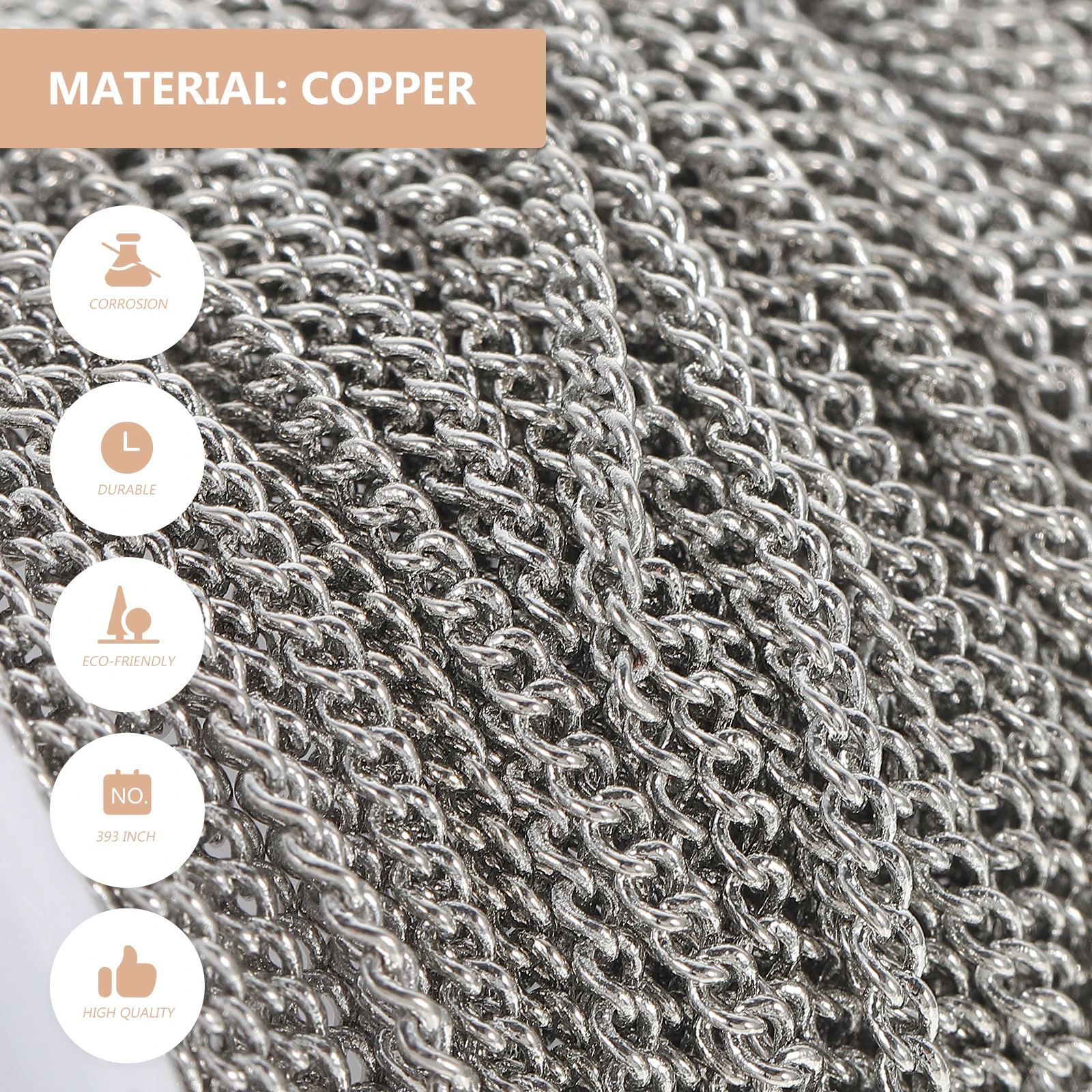 

Круглая медная цепочка, ювелирные аксессуары, мужское ожерелье, брелки, металлические цепочки