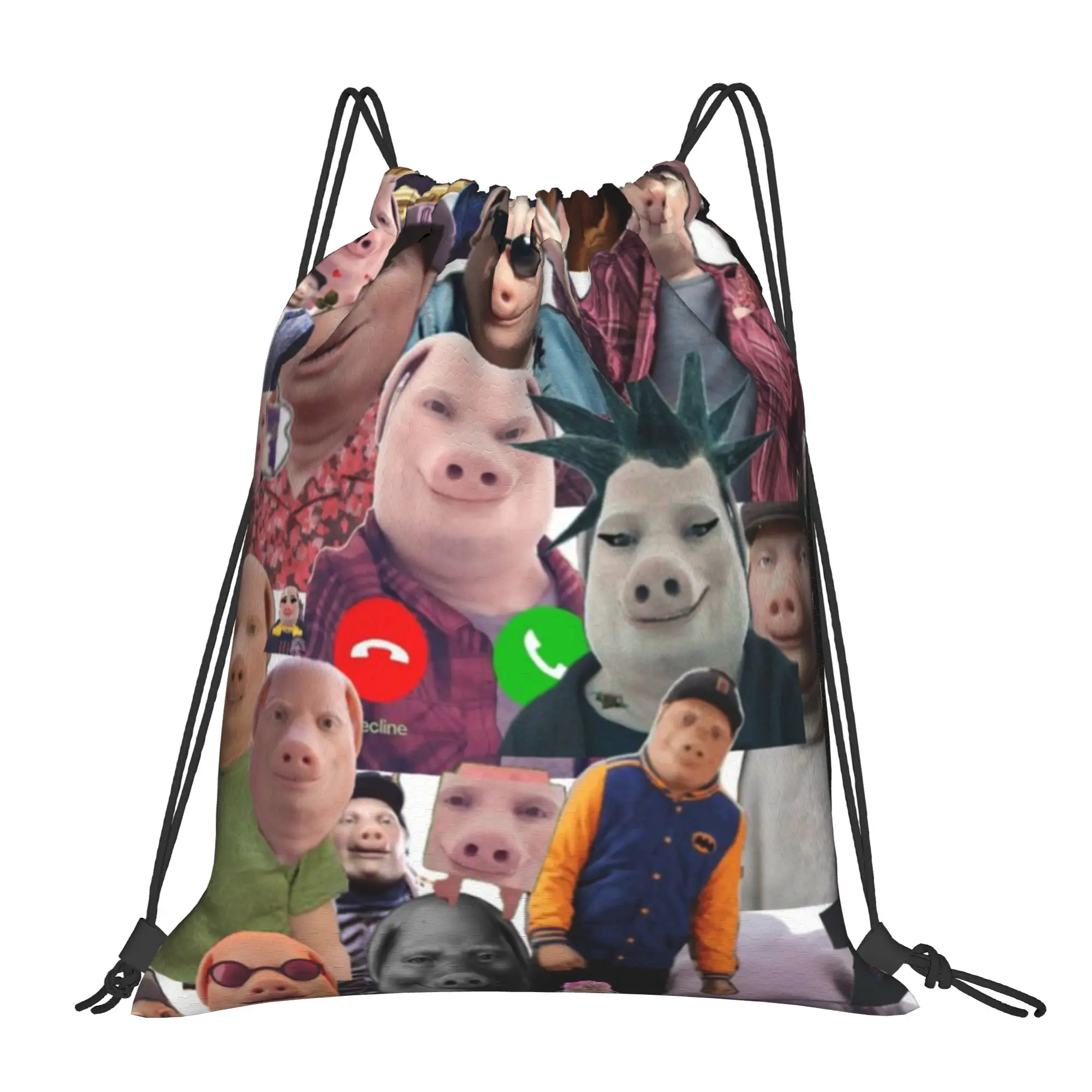 john pork is calling John Pork Multi-function Pocket Men Women Storage Backpack Teenager Travel Bag Print Drawstring Bags