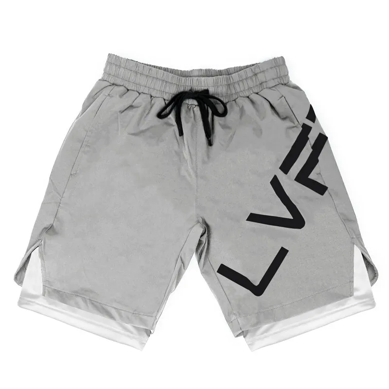 Pantalones cortos deportivos 2 en 1 para hombre, pantalón informal de cintura media para Fitness, correr, entrenamiento al aire libre, moda de verano