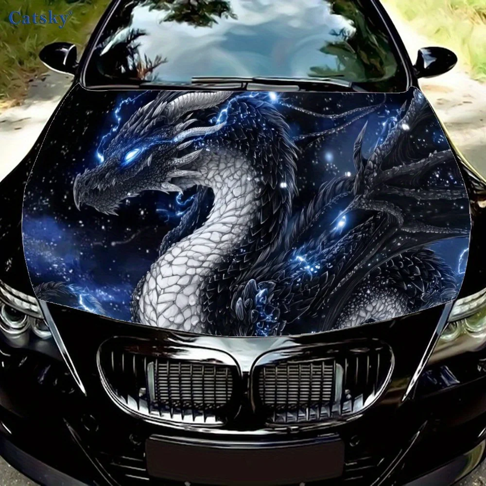 

Star - Sky Dragon Car Vinyl Wrap, PVC Waterproof Car Hood Sticker, Self-Adhesive Scratch-Resistant Stickers for Engine Cover, Ca