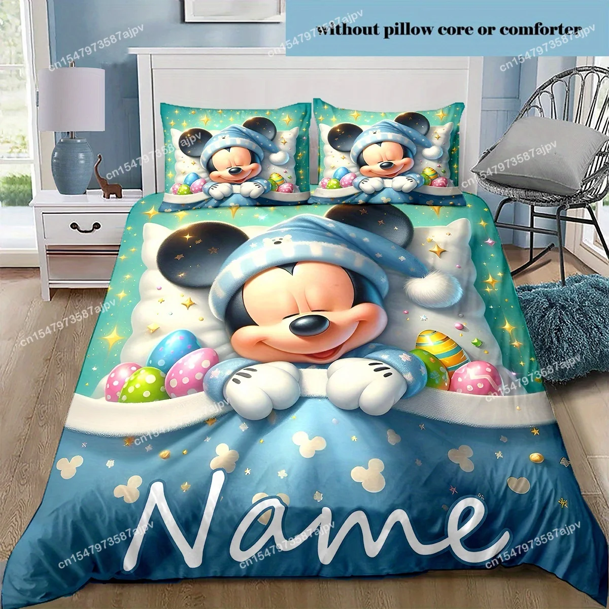 Personalized Duvet Custom Cute Mickey Bedding Set King Twin Double 3 Piece Polyester Duvet Cover Set Christmas Gift Decor-QIANG