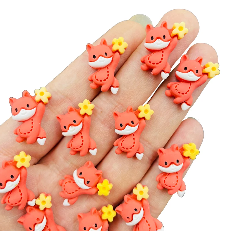 20 Pcs New Cute Mini Animal Fox Flat Back Resin Cabochons Scrapbook Diy Earwear Hairpin Jewelry Craft Decoration Accessories