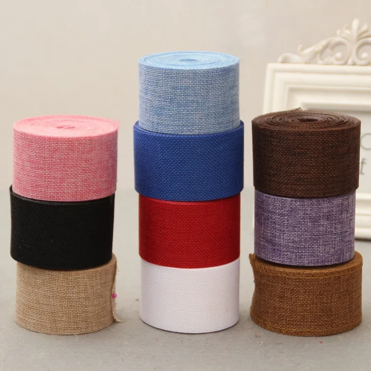 10M DIY Rustic Jute Ribbon Colorful Woven Linen Ribbon Burlap Crafts Vintage Rustic Wedding Ribbon Gift Warrping Christmas Decor