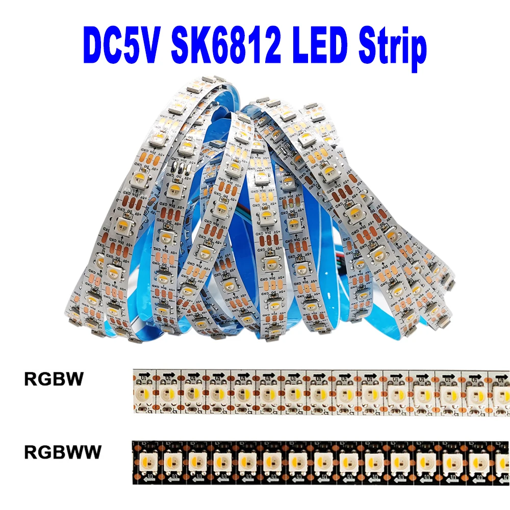 5M DC5V WS2812B WS2813 SK6812 DC12V WS2811 WS2815 Led Strip Light Individually Addressable Smart RGB IC 30 60 Pixel Waterproof