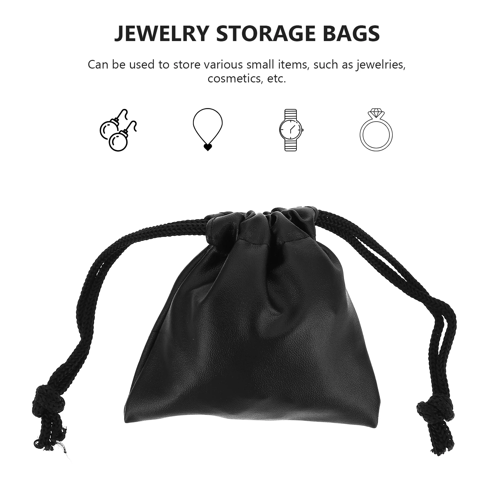 

6pcs Pu Drawstring Storage Bags Compact Lightweight Pouches For Jewelry Cosmetics Coins Foldable Travel Bag Multi-Purpose Small