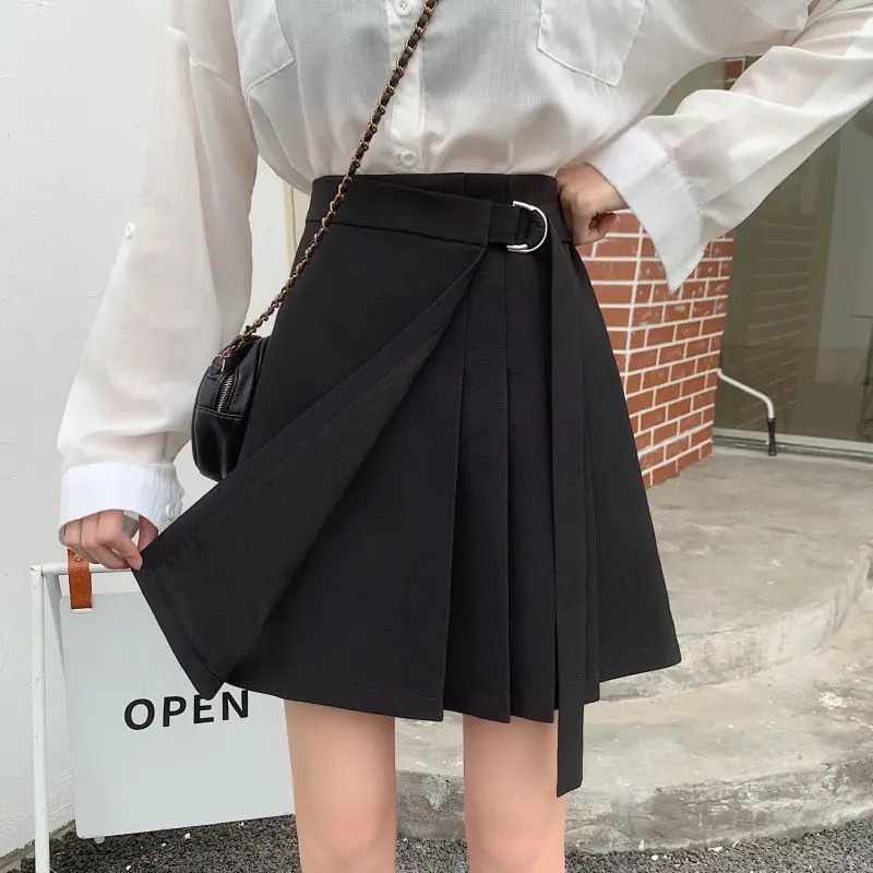 Skirts Women Sashes Summer Design Preppy Mini Mujer All-match Solid Ulzzang Empire Hot Sale Leisure Streetwear Chic Ladies Ins