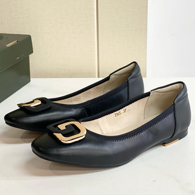 

Jenny&Dave Nordic Minimalist Women's Loafers Slip On Shoes Cowhide Comfortable Lightweight Commuting Casual Flat Shoes Women