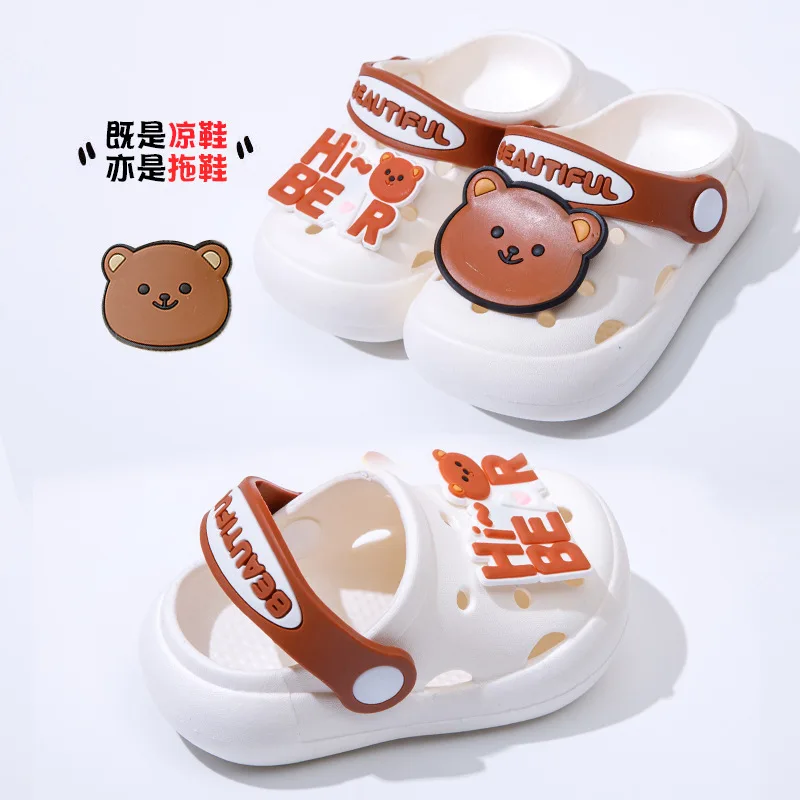 

Модная летняя повседневная обувь для маленьких девочек и мальчиков, сандалии на мягкой подошве, милые детские тапочки с героями мультфильмов, домашние нескользящие сандалии