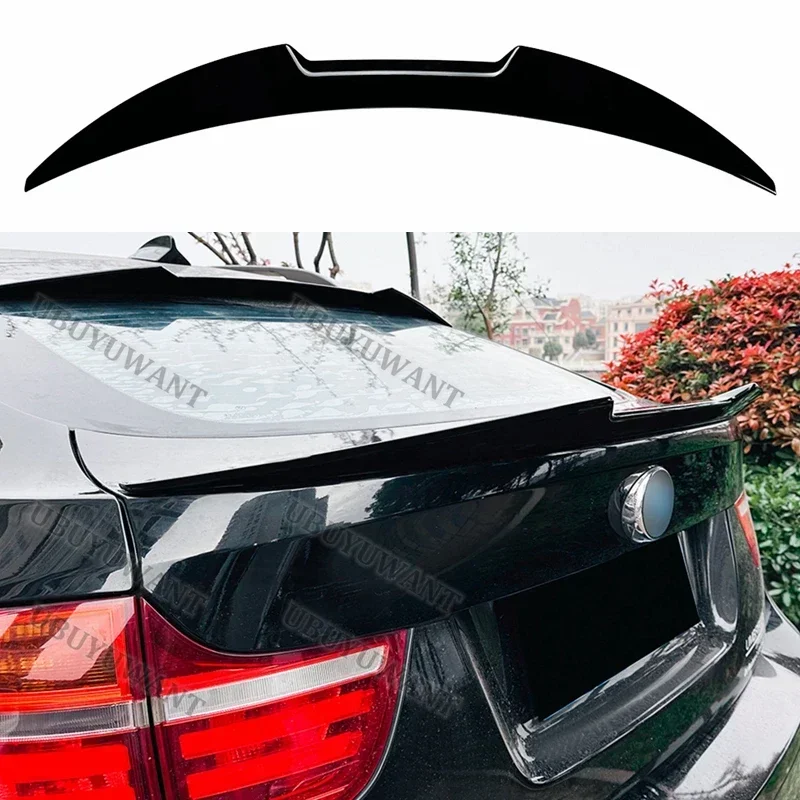 For BMW X6 E71 2008-2014 Blade Style Car Rear Spoiler Splitter Glossy Black Rear Trunk Lip Cap Wing