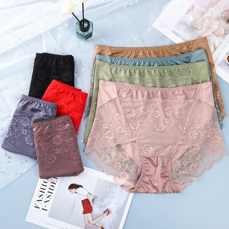 Large size Sexy Lace Panties Women\'s Modal Briefs High waist Boyshorts