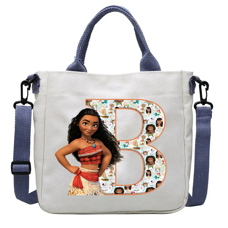 Disney Moana 2 Shoulder Bag Cartoon A-Z Letter Print Crossbody Bags Anime Kawaii Large Capacity Storage Bags Kids Birthday Gifts