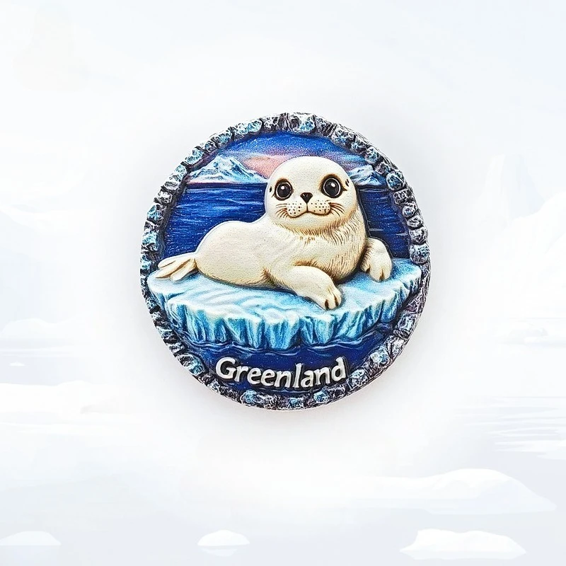 Greenland Glacier Seal Fridge Magnet - 3D Arctic Souvenir Iceberg Wildlife Decor Unique Polar Circle Gift