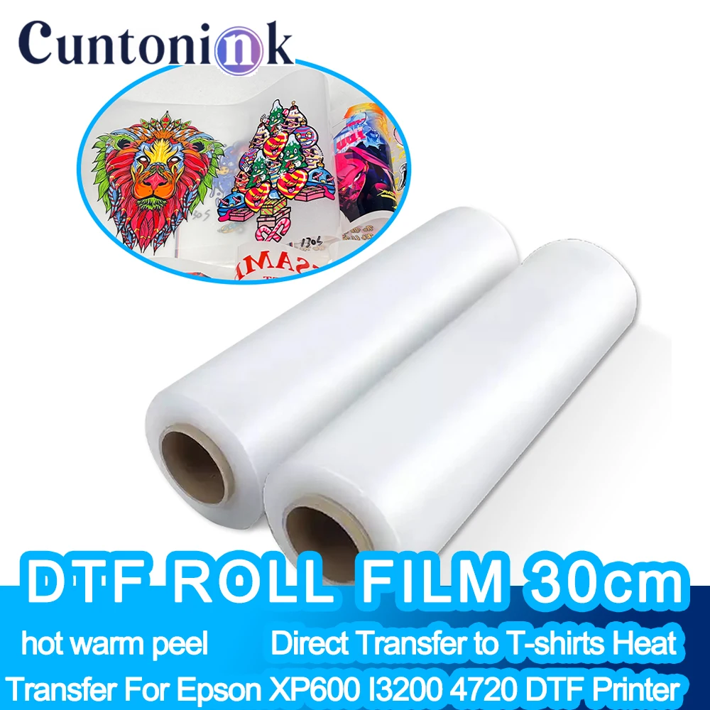 30cm DTF Roll PET Film Direct Transfer Printing Film DTF Printer Heat Transfer PET Film cold hot warm peel