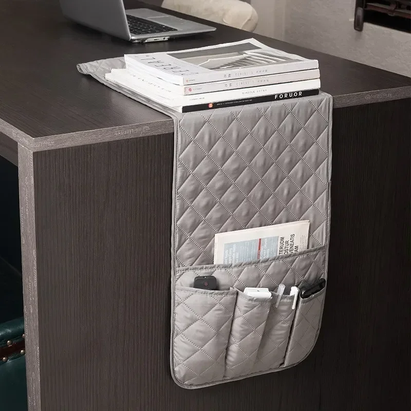 Sofa Armrest Organizer with 5 Pockets and Cup Holder Tray Couch Armchair Hanging Storage Bag for Cellphone TV Remote Control