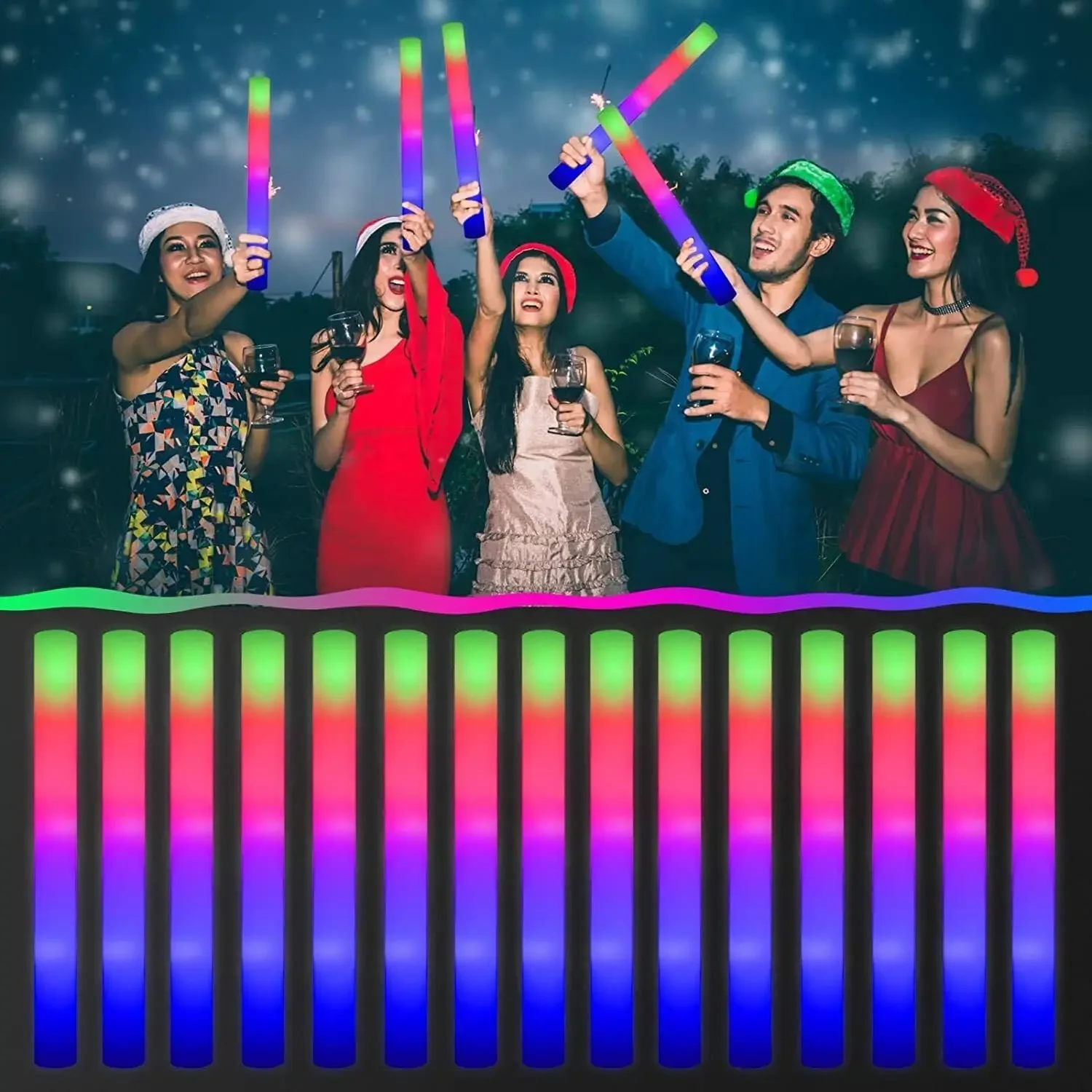 

50Pcs Foam Glow Sticks Wedding Glow Sticks Party Favors Supplies Flashing Glow Party Light Up Baton Wands Raves Christmas