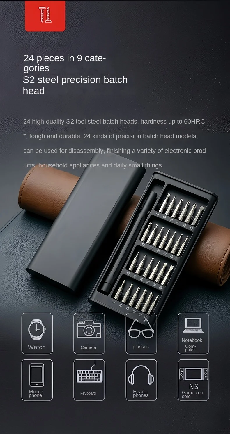 25-in-1 Mini-Schraubendreher-Set, kleine Schraubendreher mit Flach- und Kreuzkopf, geeignet für Elektronik, Präzisionsreparaturwerkzeuge – Detail 2
