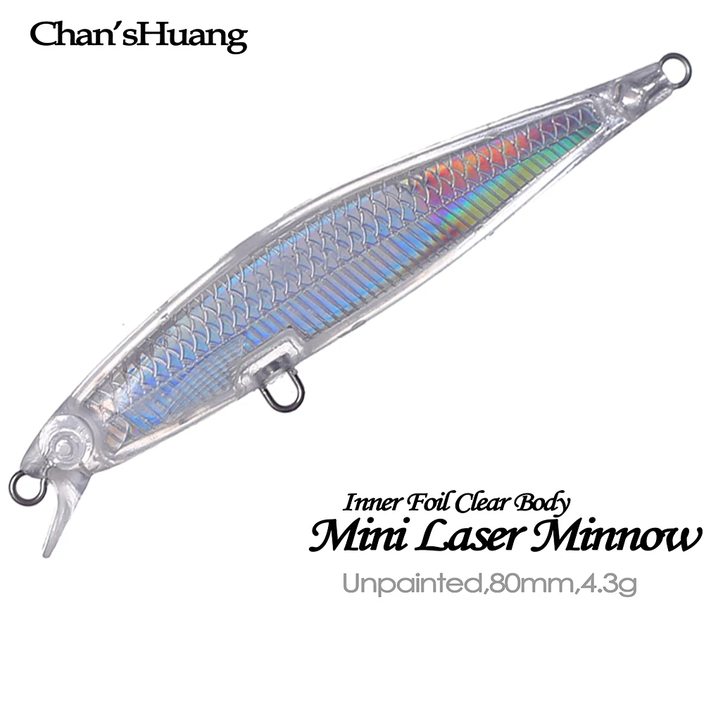 

Chan’sHuang 20PCS Unpainted Blank Bait 8cm 4.3g Holographic Rattle Minnow DIY Handmade Artificial Fishing