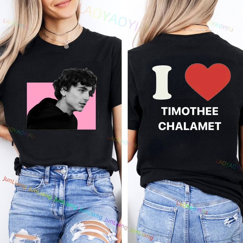 Timothee Chalamet I Love My Boyfriend Y2k Clothes 100% Cotton Short Sleeve T-shirt Fans Birthday Present New in Tops & Tees Tee