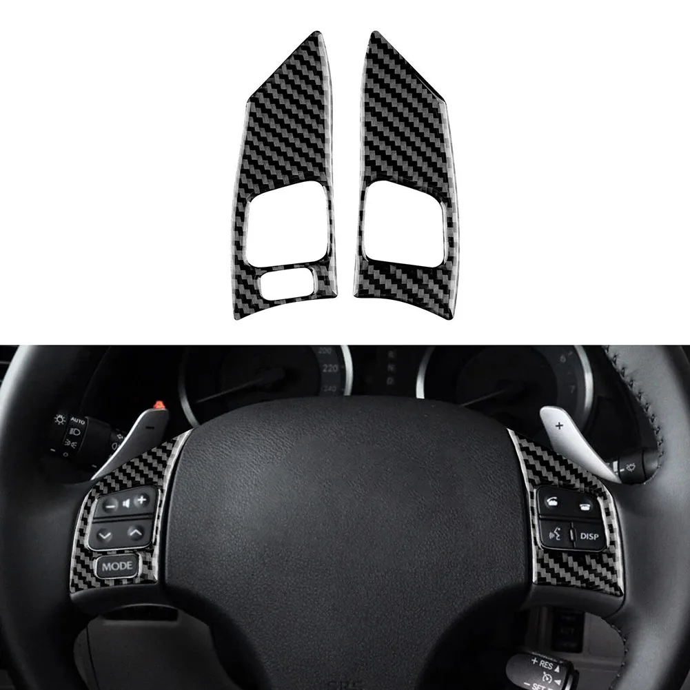 1 Pair Car Black Carbon Fiber Steering Wheel Button Cover Trim Interior Accessories For LEXUS IS250 300 350 2006-2012