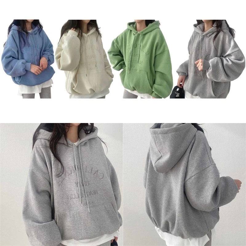 

Women Drawstring Pullover Hoodies Top Long Sleeve Hooded Sweatshirts with Pocket Dropshipping