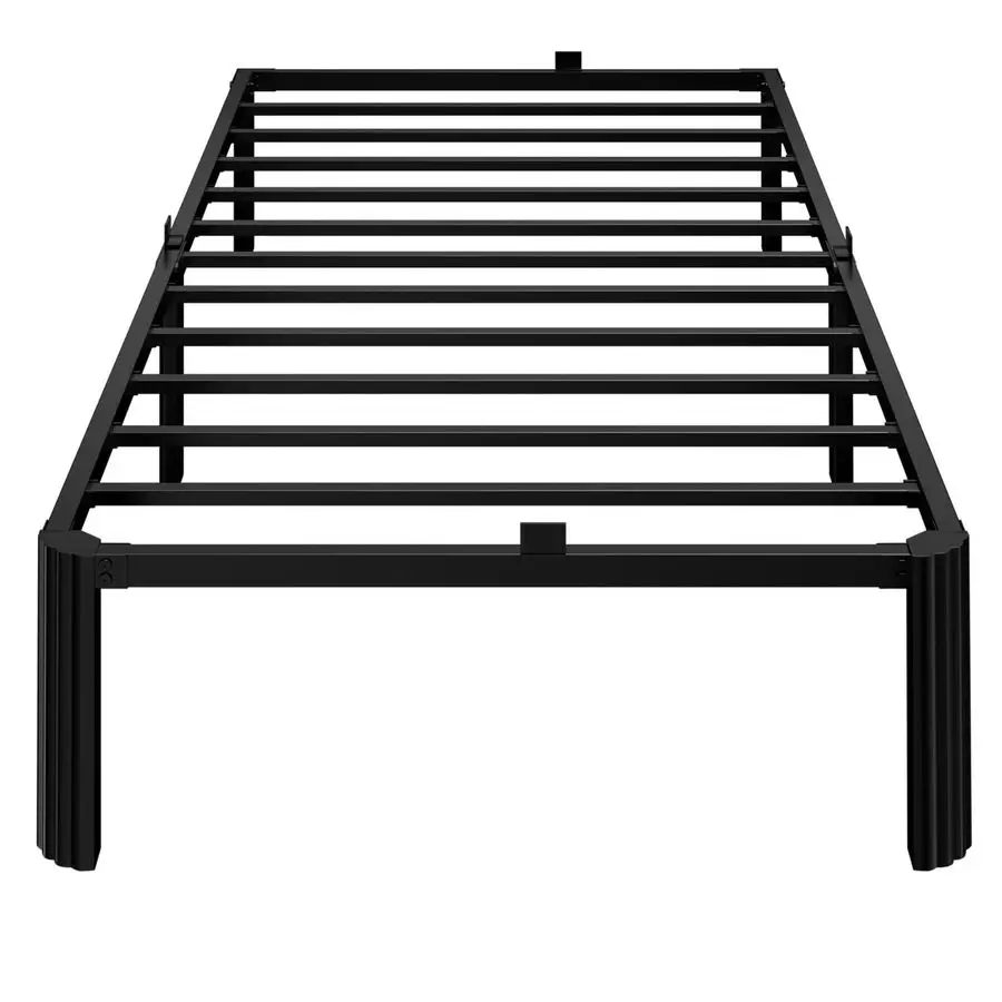 

Hiyuehome 14-дюймовый двуспальный металлический каркас кровати, бесшумный каркас кровати с фиксаторами матраса, совместимый с изголовьем, без коробчатой пружины, Eas