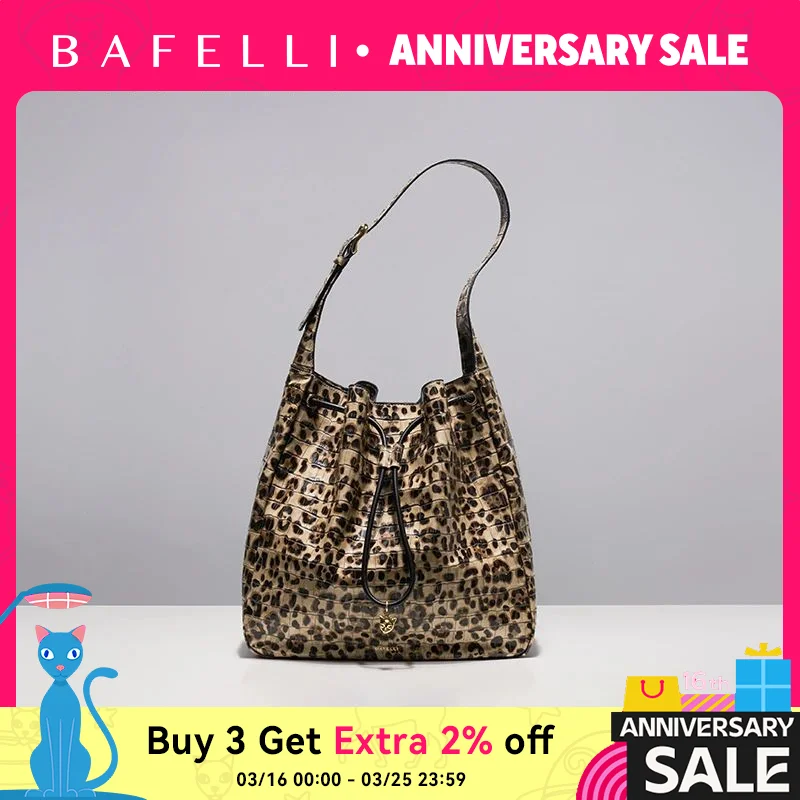 BAFELLI WOMEN'S NEW BAGS LUXURY FASHION LEATHER HANDBAGS 2025 HIGH QUALITY DESIGNER BRAND CAPACITY LADIES SHOULDER LEOPARD PRINT