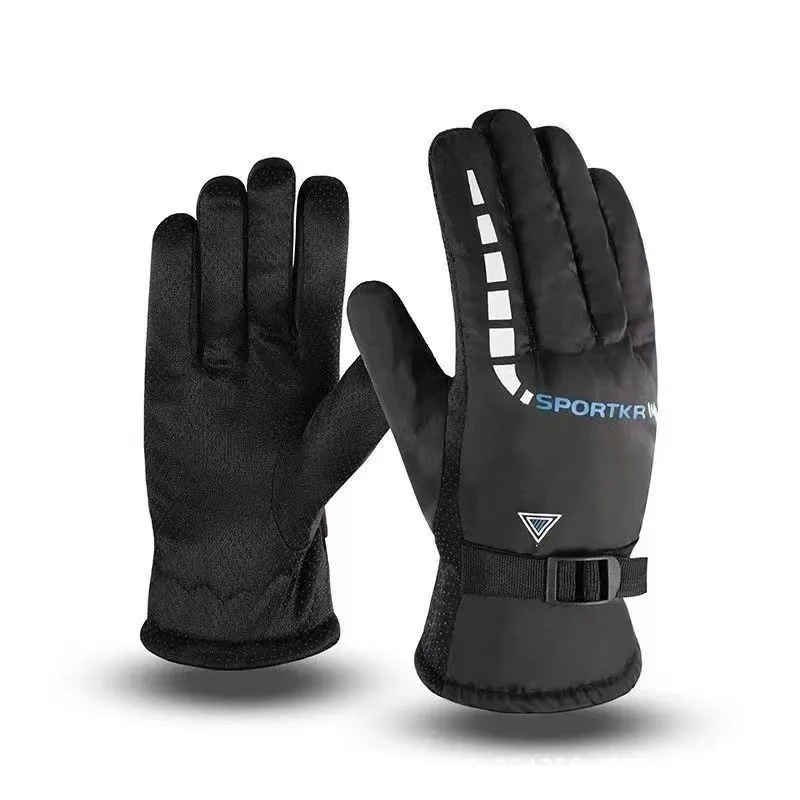 Gants chauds d'hiver pour hommes et femmes, épais en coton, antidérapants, doublés en polaire, Sports de plein air, gants de cyclisme coupe-vent