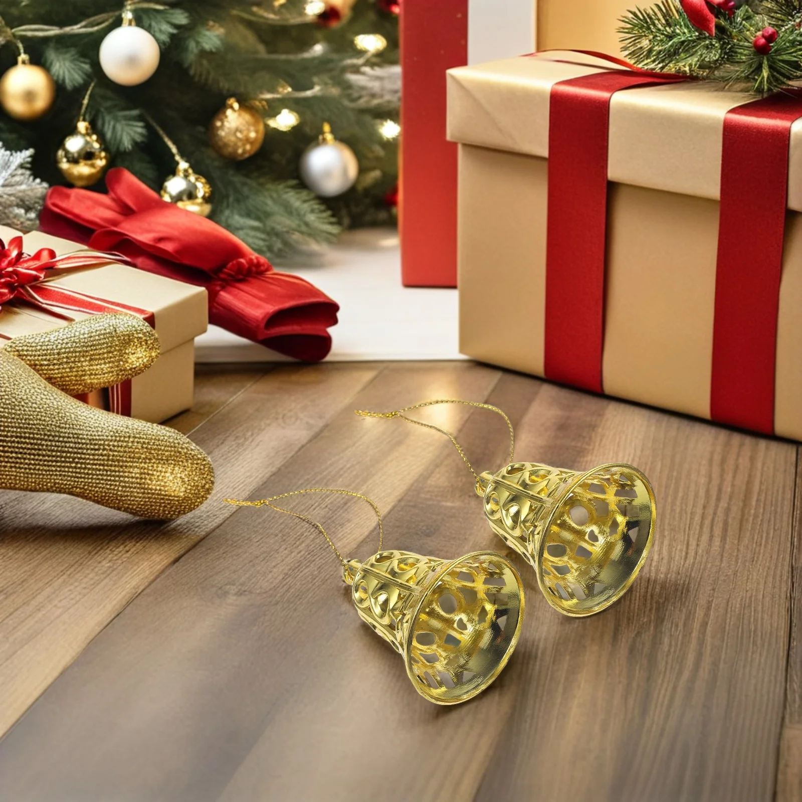 

24Pcs Christmas Tree Hanging Ornaments Golden Jingle Bells for Holiday Decor Festive Party Decoration Craft Bell Pendants