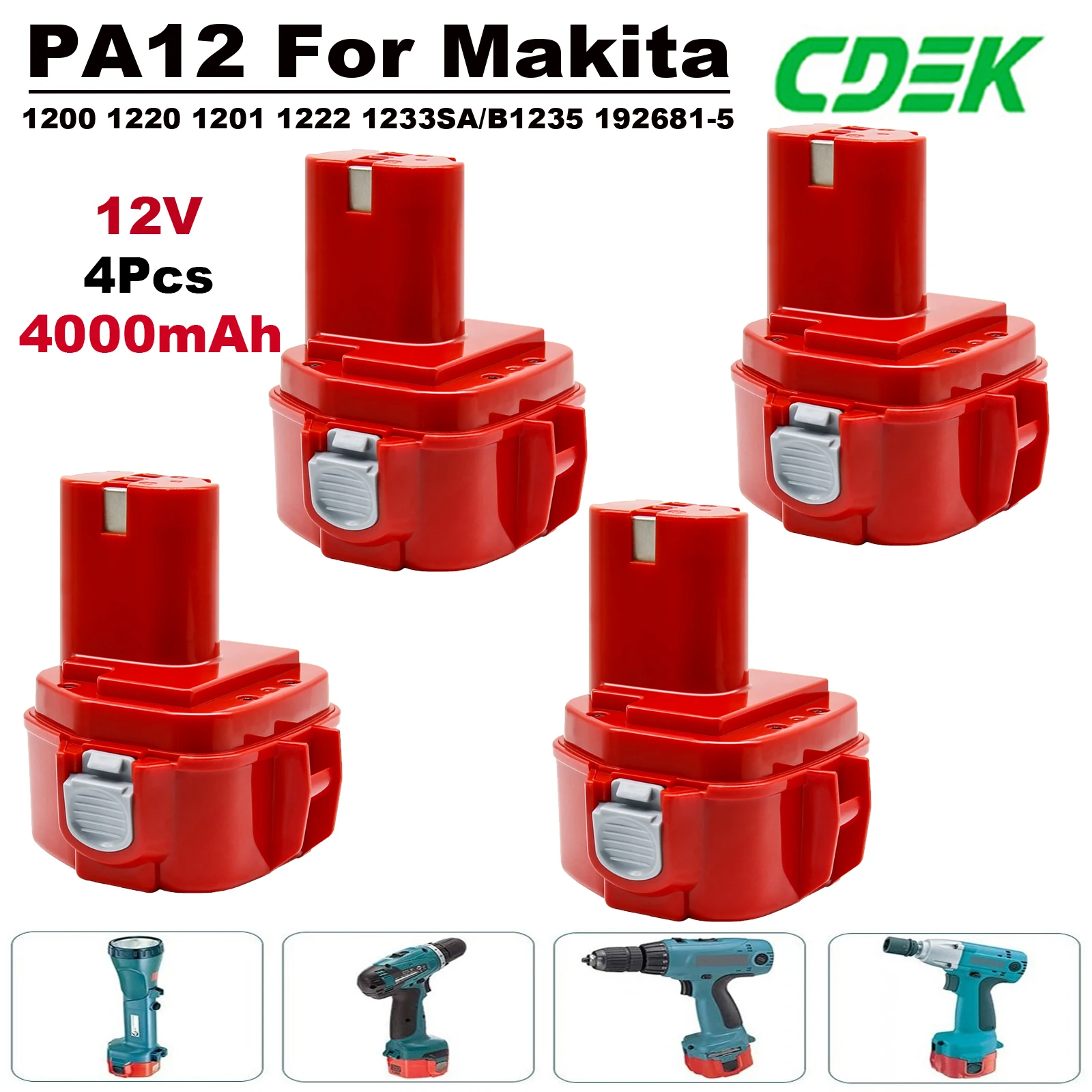 Pro makita PA12 baterie 12V 4000mah ni-mh baterie pro makita 1200 1220 1201 1222 1233SA/B1235 192681-5 energie nářadí akumulátory