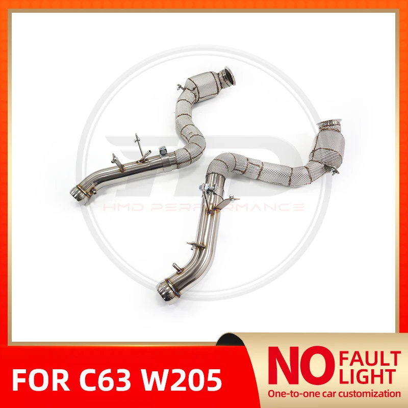 HMD Custom No Fault Light Catalyst Downpipe For Mercedes Benz C63 W205 Performance Modified Car Exhaust Pipe