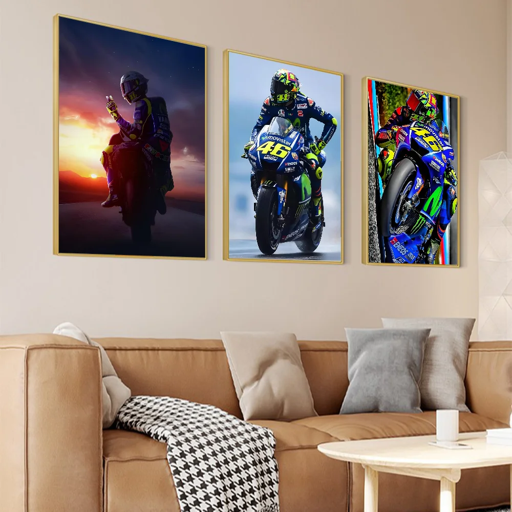 1PC motocykl wyścigowy Valentino Rossies plakat retro plakat z nadrukiem papierowa wodoodporna wysokiej jakości naklejka dekoracja ścienna domu