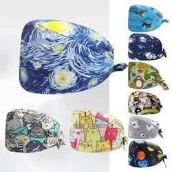 Unisex Soft Scrub Cap Cartoon Printing Scrubs Hat for Women Surgicals Hat Women's and Men Operating Room Hat Nursing Accessories