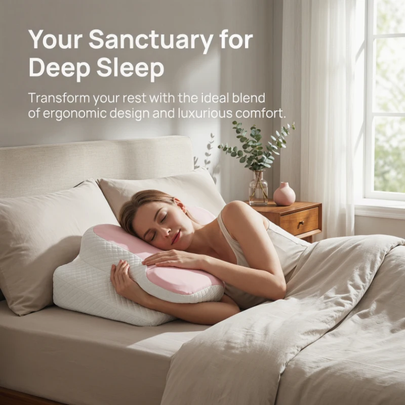 Almohada Cervical de Espuma Viscoelástica Butterfly para Verano, Soporte Ergonómico para el Cuello con Rebote Lento, Ideal para Dormir de Lado o Boca Arriba