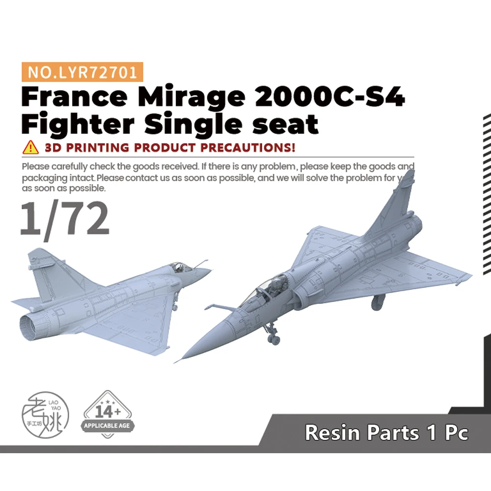 

Yao's Studio LYR701 1/72 25mm Military Model Kit France Mirage 2000C-S4 Fighter Single Seat WWII WAR GAMES