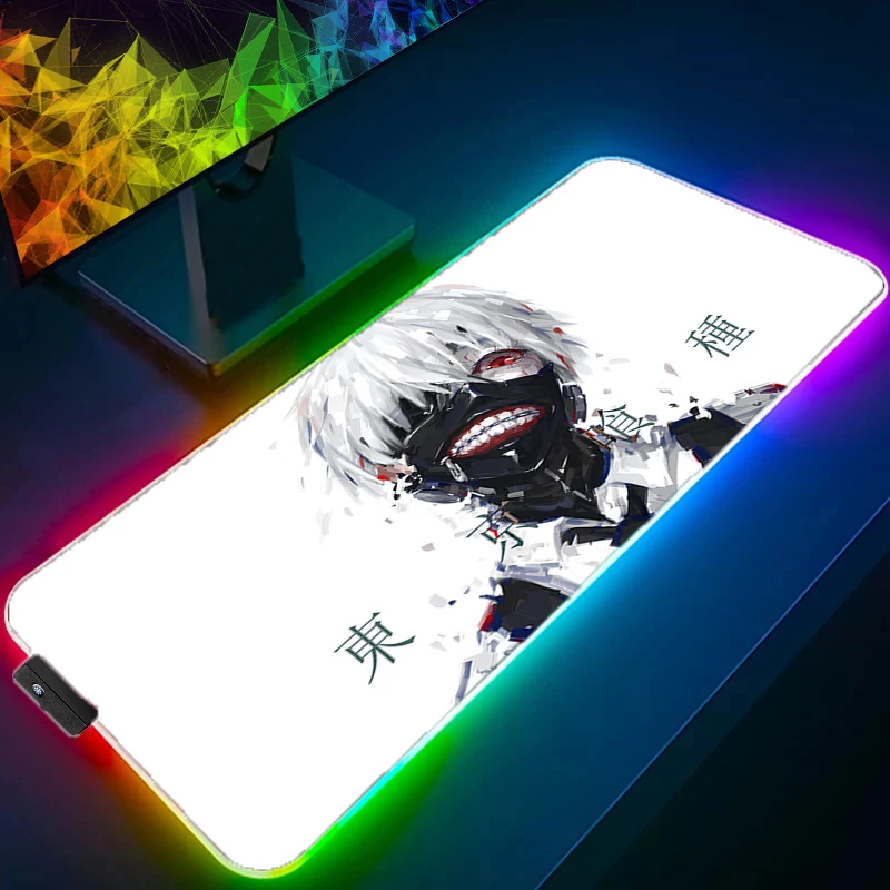 

RGB LED Mouse Pad Laptop Non-slip Esports Office Laptop Desk Mat T-tokyo Ghoul Kaneki Ken Game Player Mousepad PC Keyboard Pad