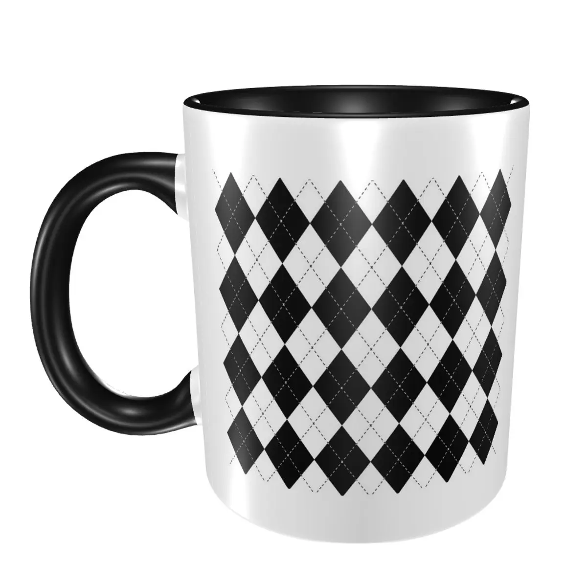 Diamond Shaped Geometric Pattern Mug Funny Ceramic Coffee Cups Tea Mugs Milk Cup Drinkware Gift for Friends
