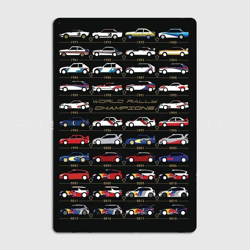 Classic Car World Rally Aces Rally Cars Retro Poster Metal Sign Garage Club Room Wall Decor Custom Tin Home Decor