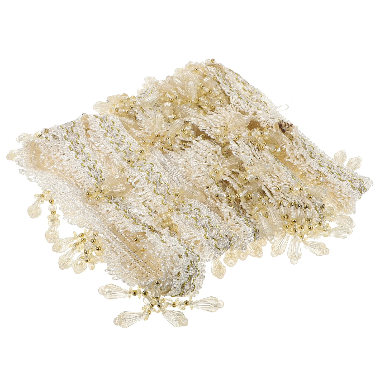 

Crystal White Polyester Silk Trim Beads for Curtains Tablecloth Decorative Lace Edging Home Accessories Curtains