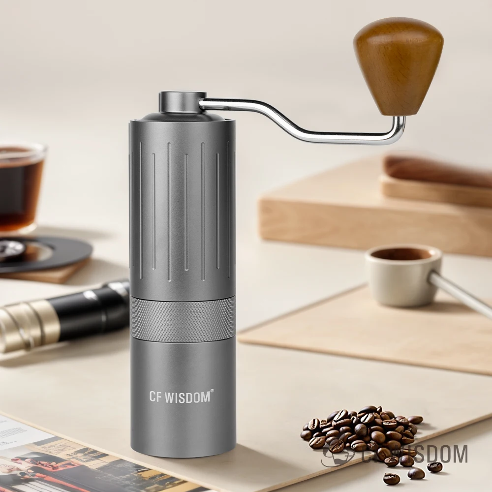 CF WISDOM Shadowless S1 Coffee Hand Mill Coffee Bean Grinder Hand Crank Grinder Household Small Bar Convenient Espresso Gray