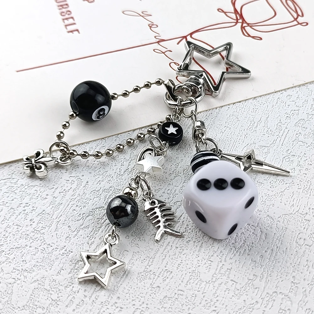 Gothic Dice Keychain for Edgy Fashion Lovers