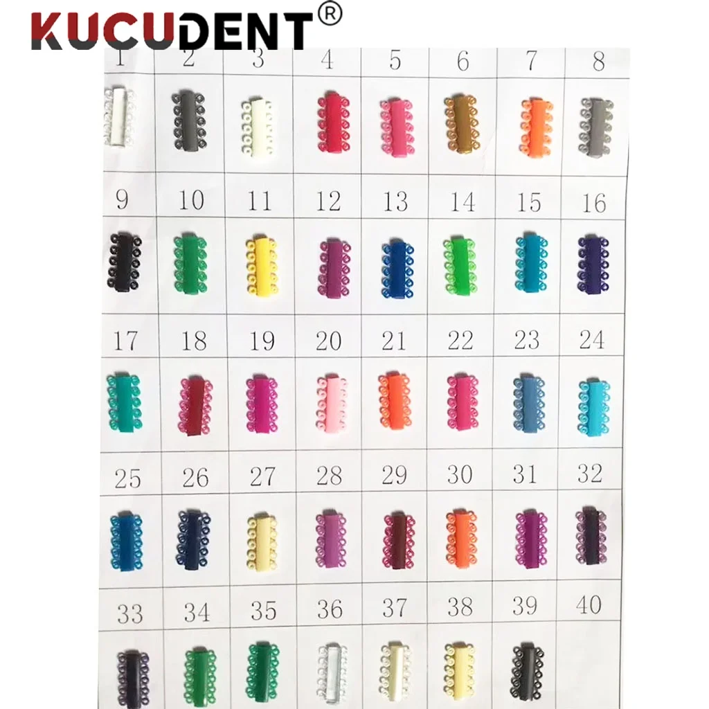 1040Pcs=40Sticks Dental Orthodontic Elastic Ligature Ties Colorful Band Rings for Teeth Braces Dentist Ortho Treatment Materia