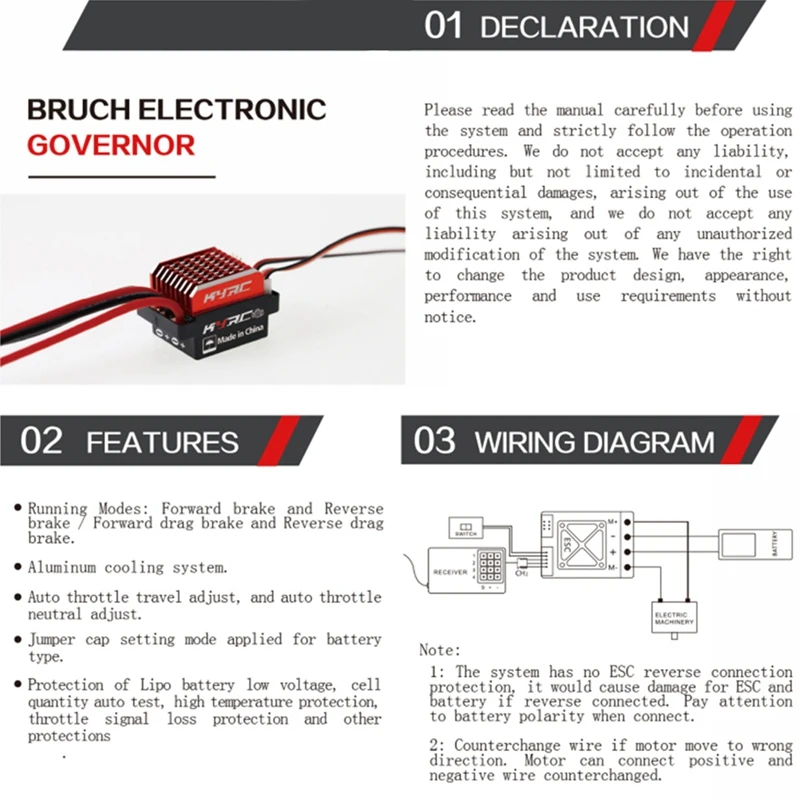 60A Speed Controller Forward Reverse Brake For 1/10 RC Crawler Tamiya Traxxas TRX4 Axial Scx10 Part