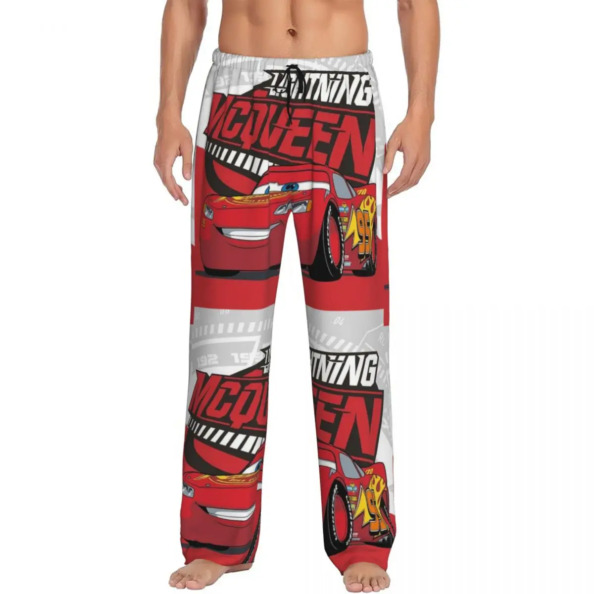 Pantalones de pijama de Mcqueen con estampado personalizado para hombre, ropa de dormir para coches, pantalones de salón para dormir con bolsillos