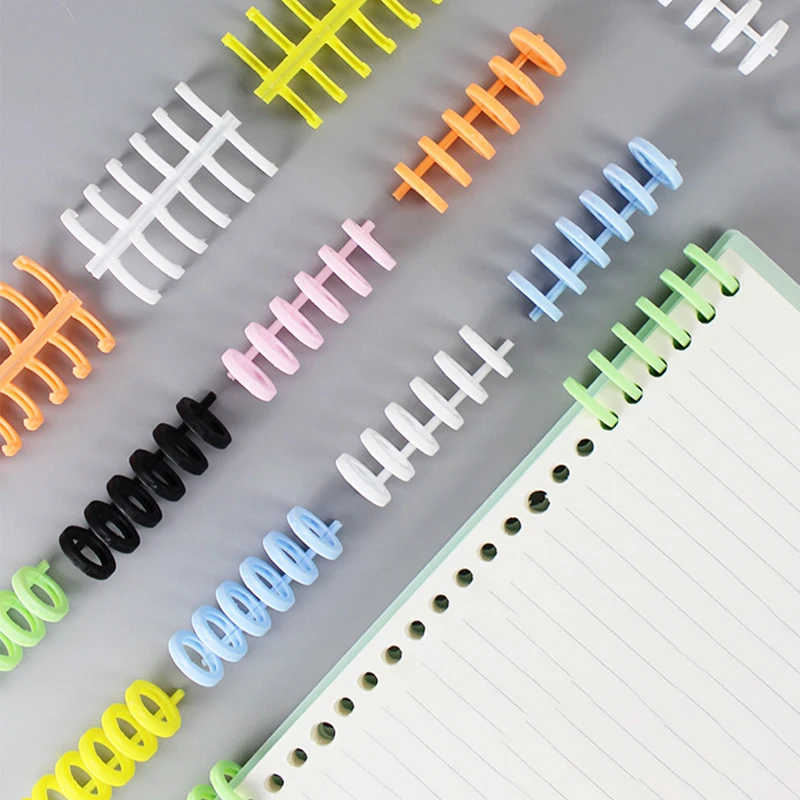 12Pcs/set 6 Holes Candy Color Loose-leaf Plastic Binding Ring Spring Spiral Rings A4 A5 Paper Notebook Stationery Binding Clip