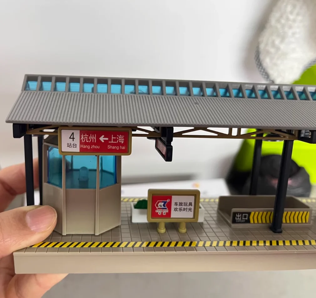 Rail Transit แพลตฟอร์มแสงแพลตฟอร์มขนาดใหญ่/Shelter/รถไฟรถไฟไม้รางรถไฟอุปกรณ์เสริมของเล่นสําหรับของขวัญเด็ก B293