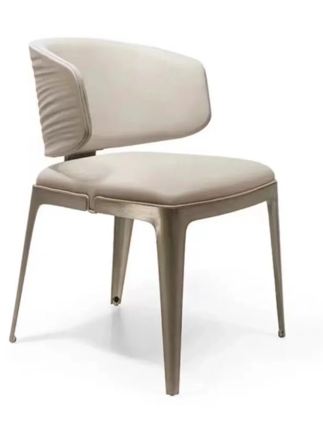 Italian Style Modern Luxury Dining Chairs Stylish Shiny Stainless Steel Golden Finish Leather Fabric Hotel Home Living Room