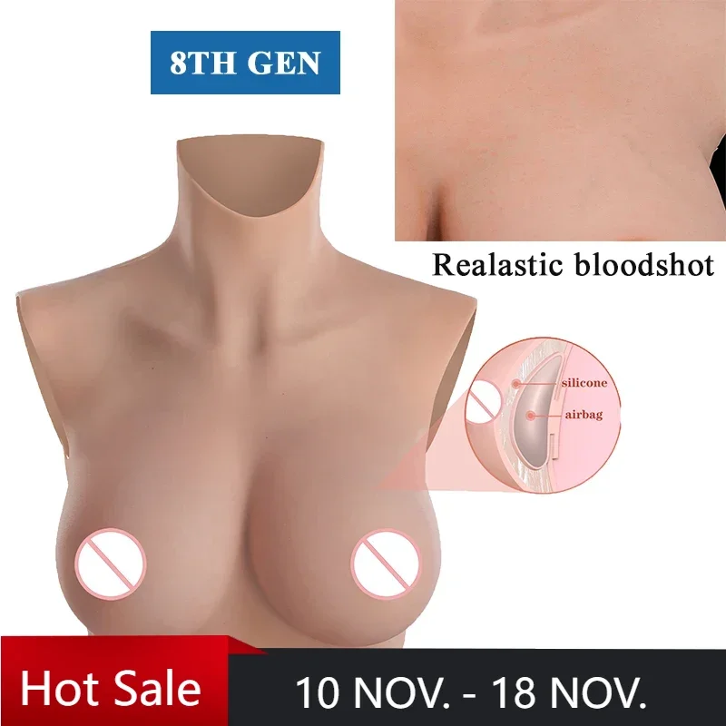 

KUMIHO 8TH GEN Sissy Fake Boobs Realistic Silicone Breast Forms with Airbag No Oil Men Sexy Cosplay Silicon Breast Transgender