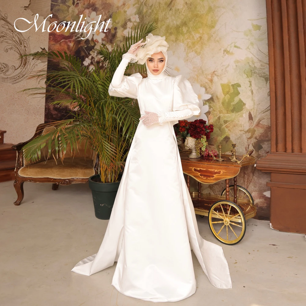 

Классические мусульманские свадебные платья трапециевидной формы 2026 женское свадебное платье с длинными рукавами и складками со съемным шлейфом Vestidos De Novia по индивидуальному заказу