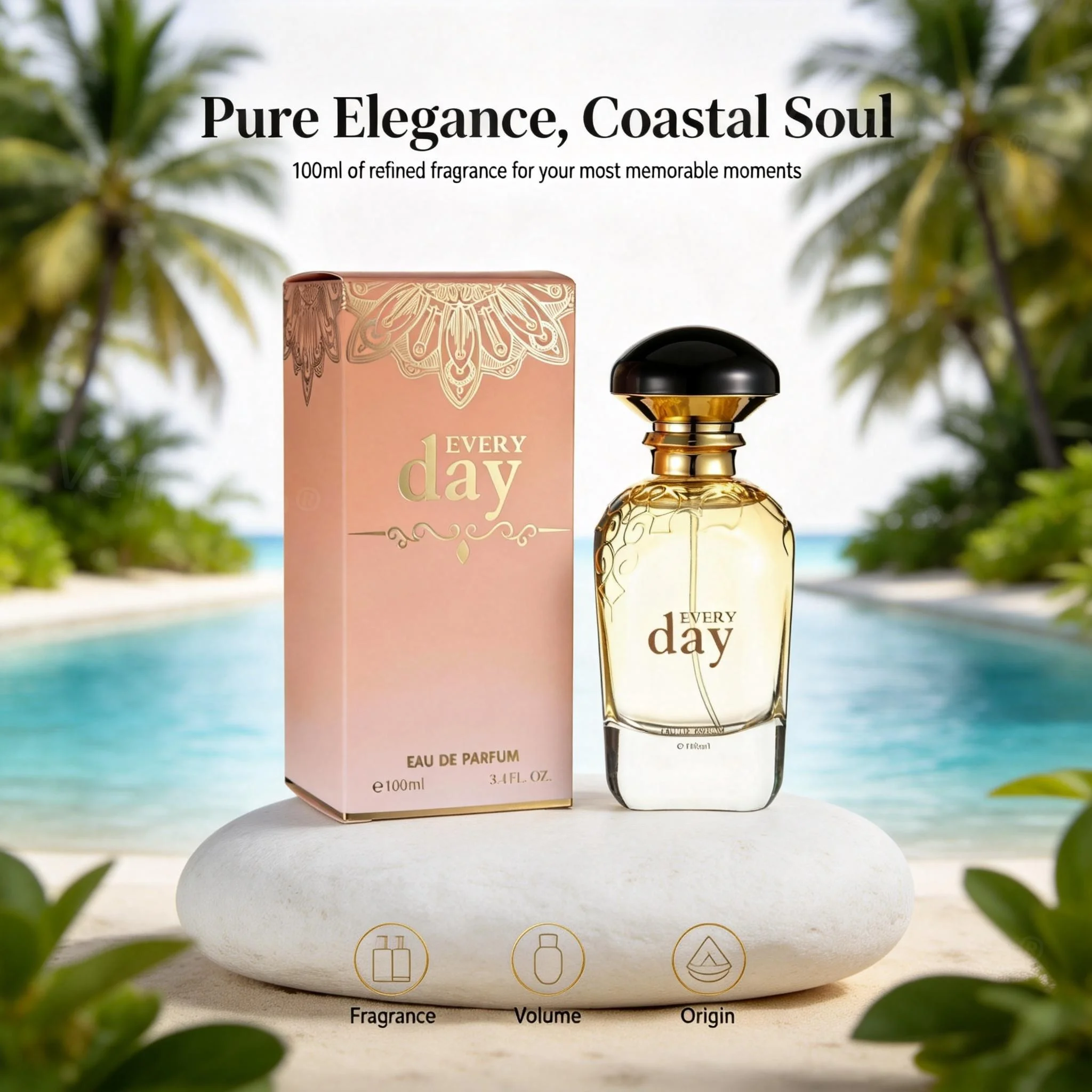 

Coastal Pear Citrus Breeze Fragrance 100ml 3.4oz, Long Lasting Fresh Scent, Airy Accent for Coastal Getaways, Refreshing Pick
