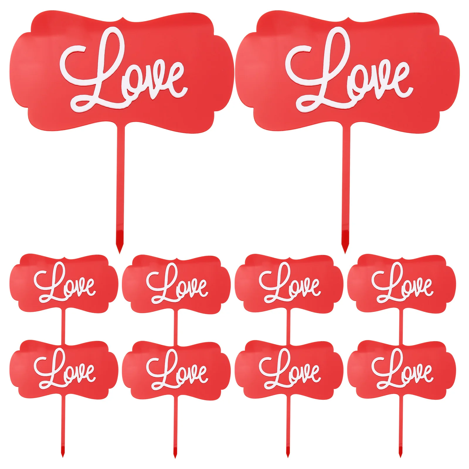 

10pcs Decorations Valentine Theme Red Flags Cupcake Toppers Dessert Picks Party Cake Decor DIY Ornament Acrylic Photo Props